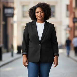 Jones NewYork Black Stretch One Button Blazer Size 14W NWOT